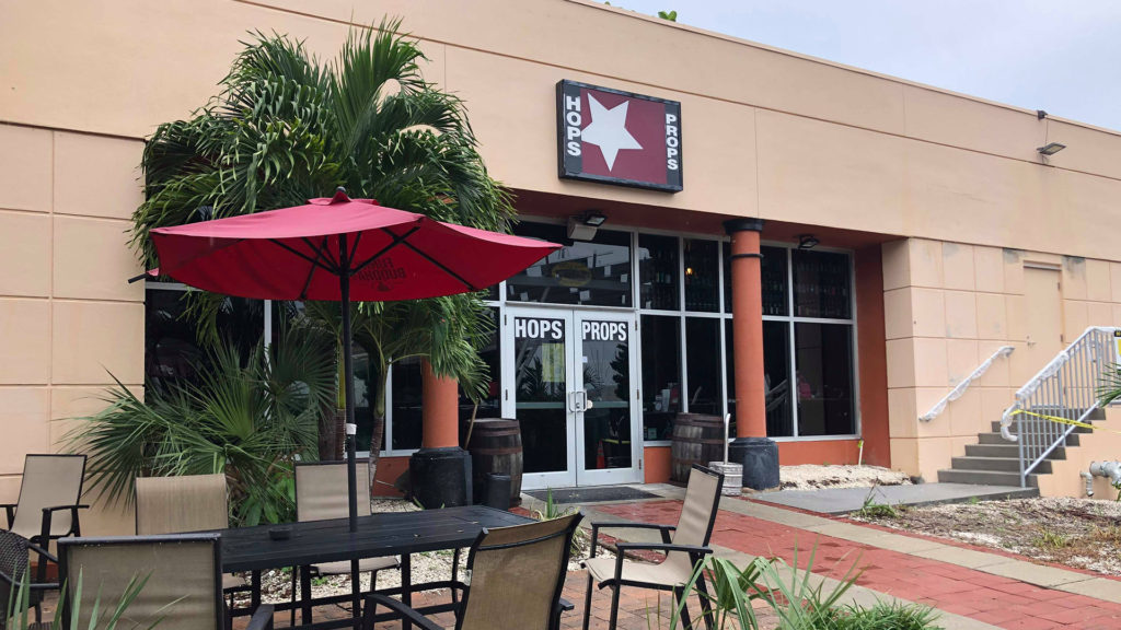 Exterior of Hops & Props, a waterfront bar in St. Pete