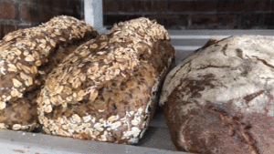 Baked bread on a shelf