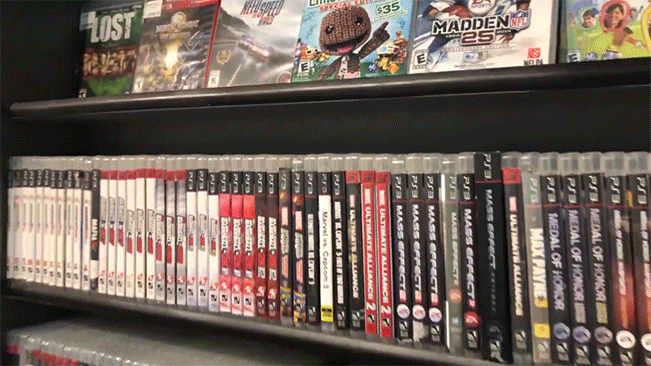 Video games on shelves