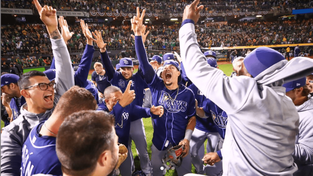 Tampa Bay Rays celebrating a victory