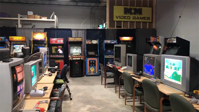 Retro Arcade inside a warehouse