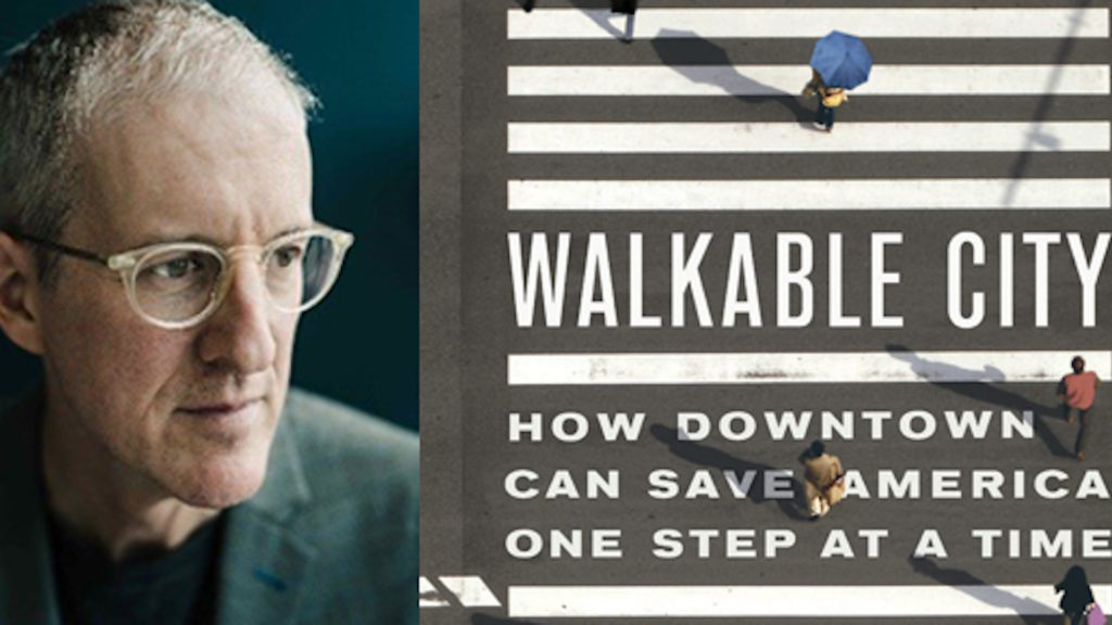 Photo of author with Walkable City Graphic