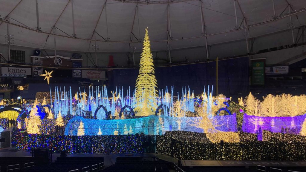 Photo of a giant Christmas lights display