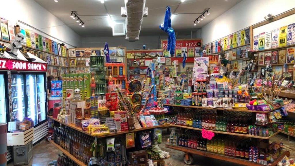 Inside giant candy shop
