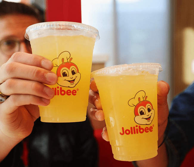 Two cups of sweet pineapple-lemonade 