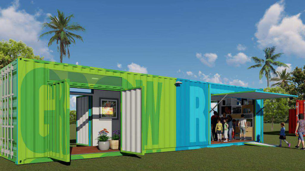 Rendering of a shipping container arts village