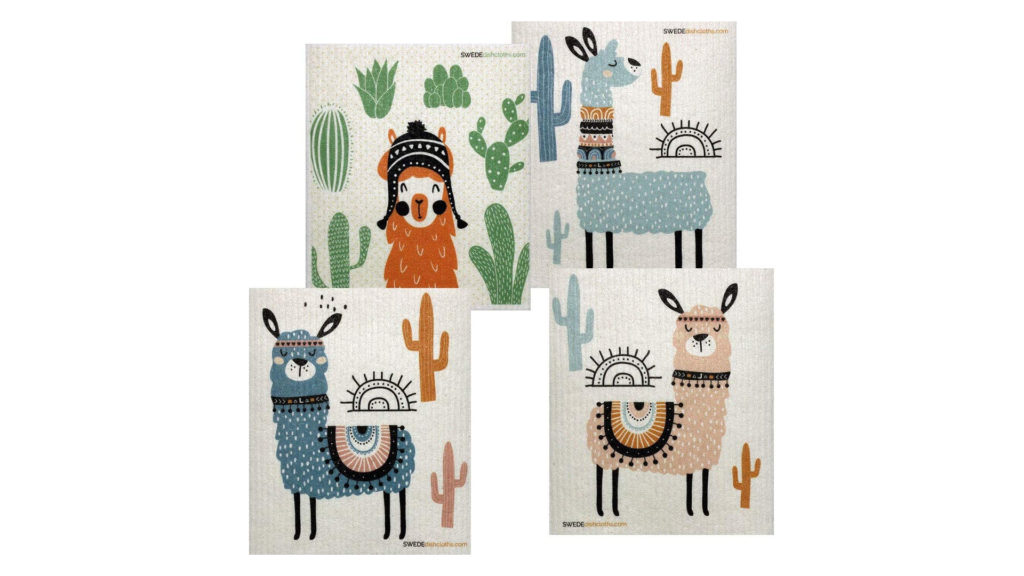 Image of kitchen towels with prints of llamas