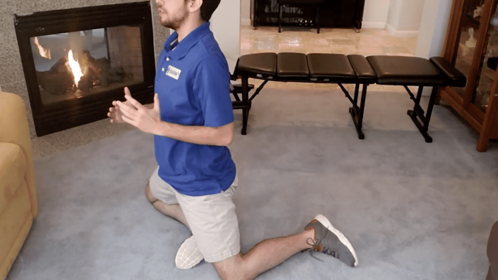 Chiropractor demonstrated an at home work out to assist with mobility