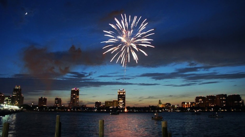 Fireworks display on the waterfront