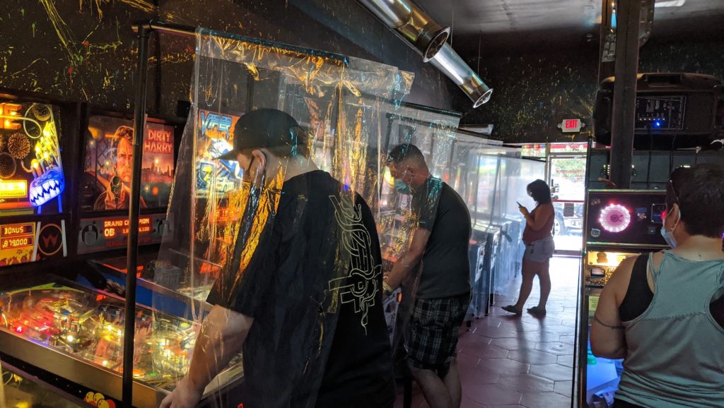 Photo of a pinball arcade