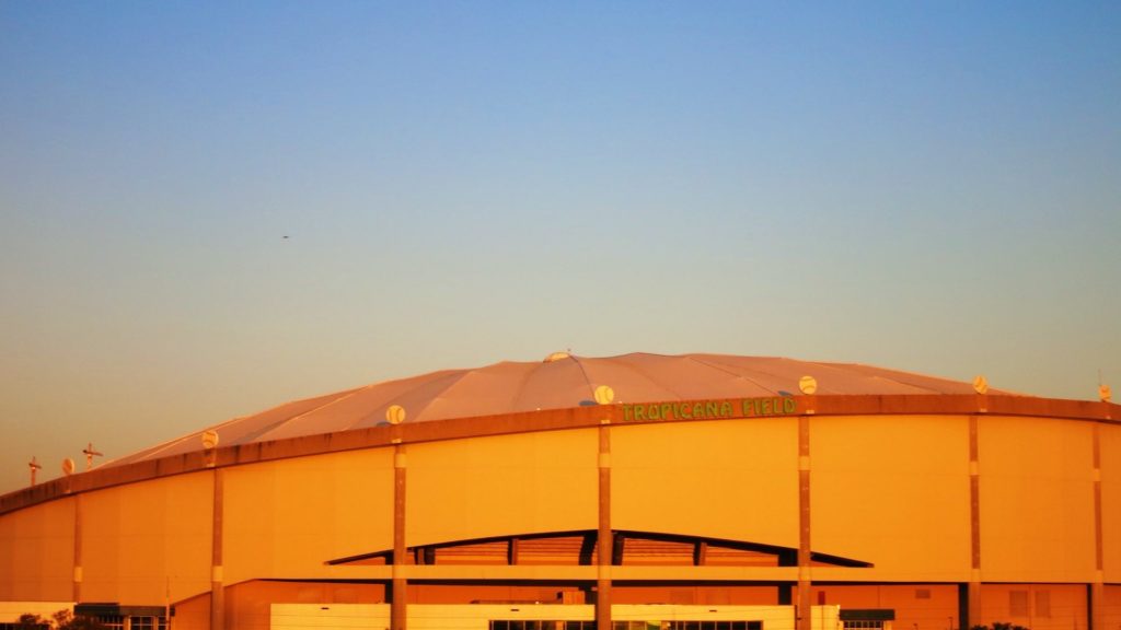 Exterior of Tropicana Field at Sunset