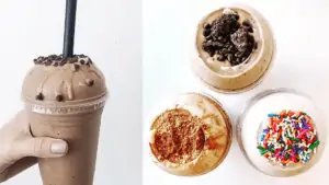 Assortment of health chocolate milkshakes