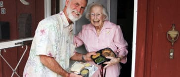 Meals on Wheels delivery to a senior resident
