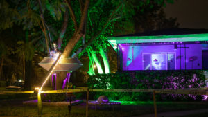 Image of residence with Halloween decoration and lights