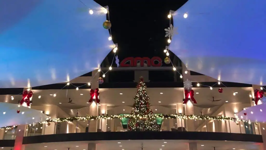 Christmas tree set on the second floor of a shopping plaza
