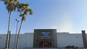 exterior of a massive concrete gym