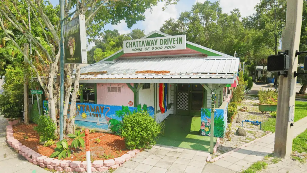 exterior of a restaurant with rainbow colors