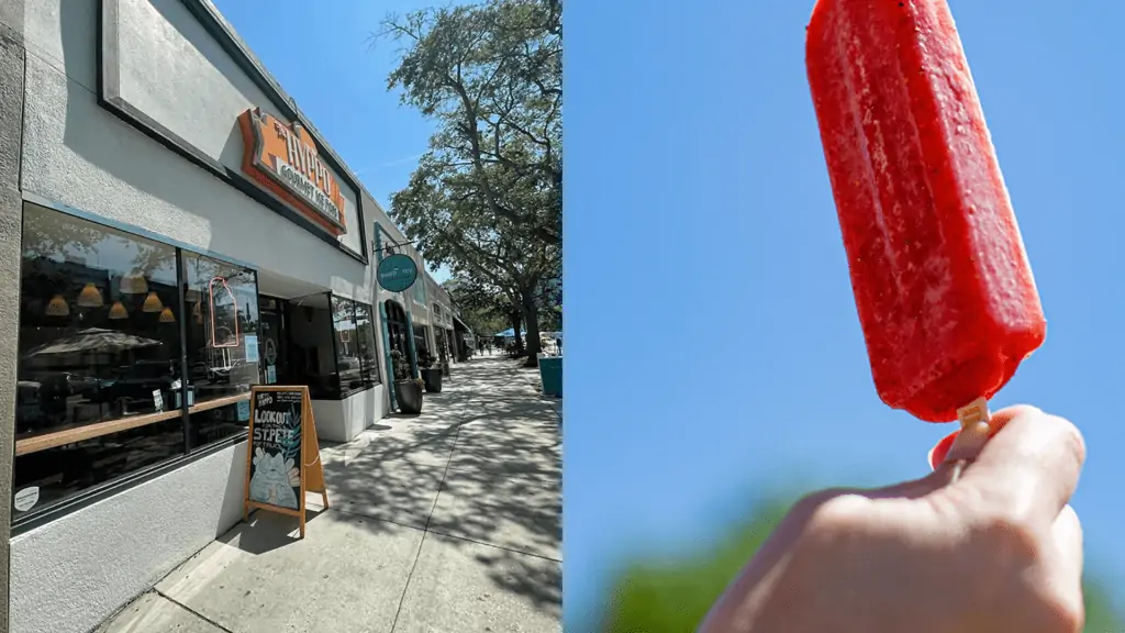 exterior of ice pop shop with strawberry guava pop