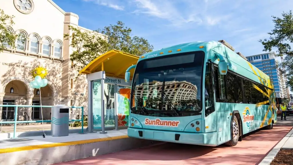 A SunRunner bus at a station