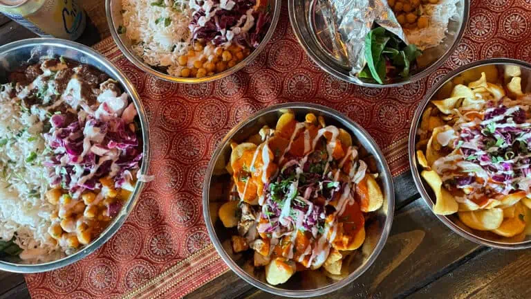 aerial of five or six bowls from Twisted Indian