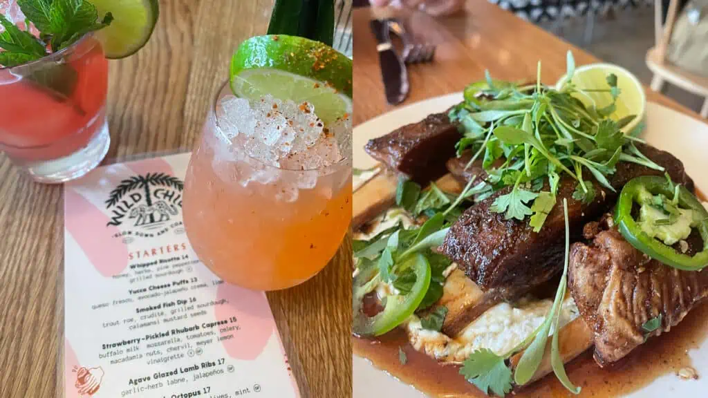two cocktails and lamb ribs