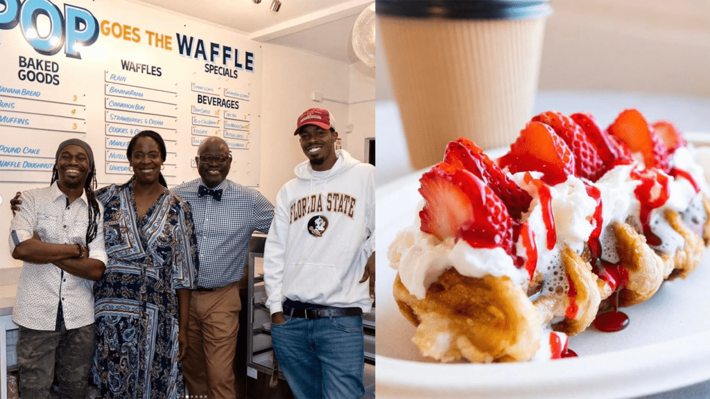 The owners of Pop Goes The Waffle, and strawberry-topped waffle
