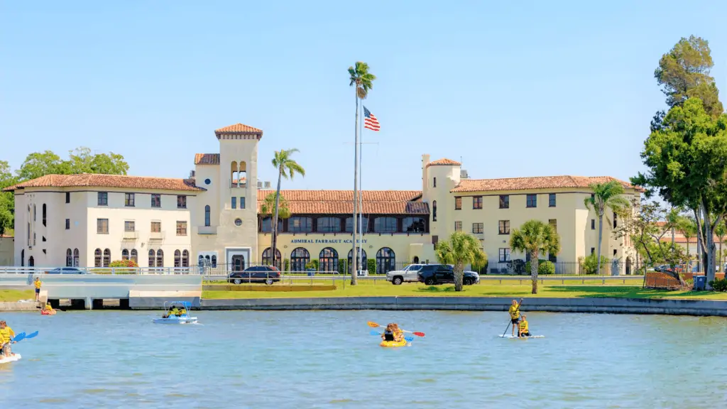 A waterfront view of Admiral Farragut Academy