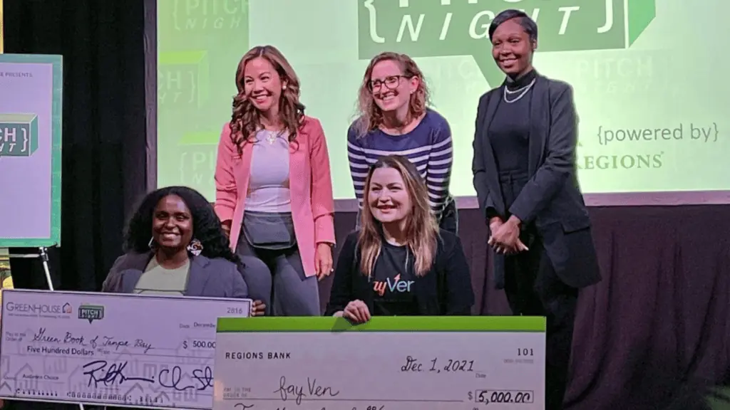 Previous winners on stage for St. Pete Pitch Night