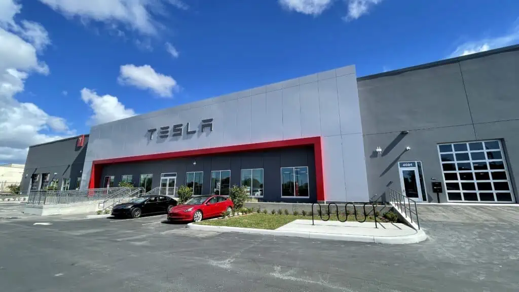 The exterior of Tesla dealership on 34th Street