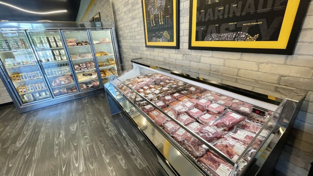 The meat fridges at Butcher's Mark