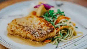 Macadamia nut encrusted swordfish