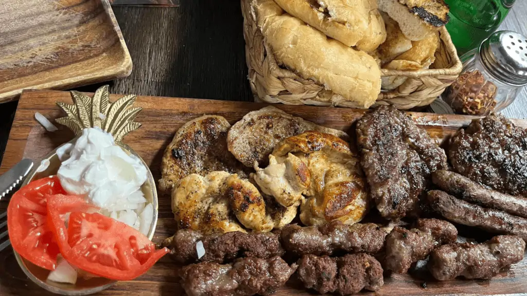 A meat plate at Serbian Mediteran Restaurant