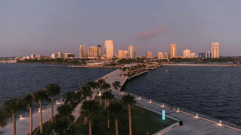 The St. Pete skyline viewed from the St. Pete Pier