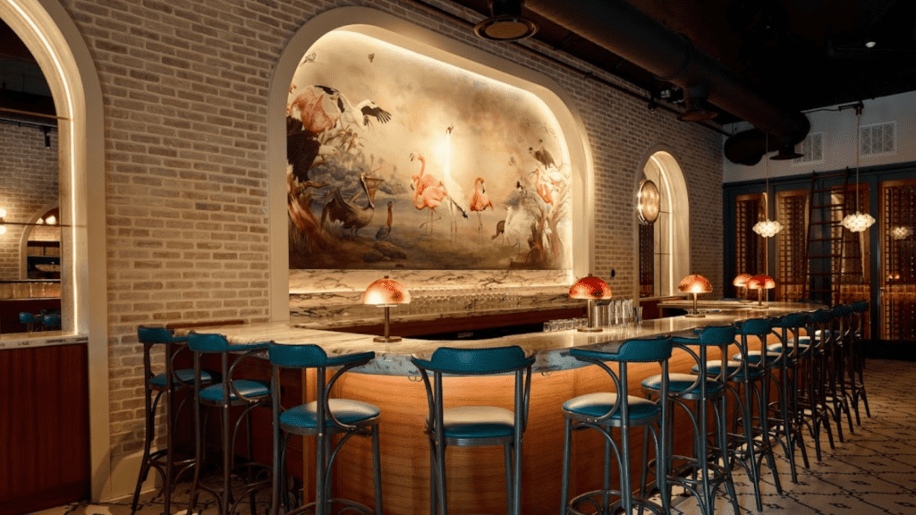 A rendering of Allelo's interior bar