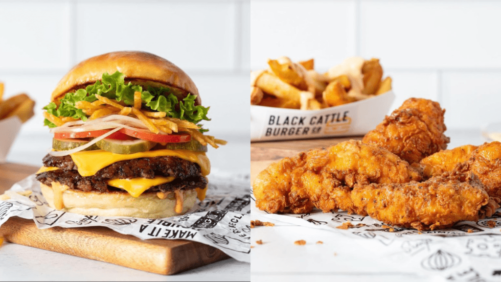 Pictures of the Black Cattle burger and chicken tenders