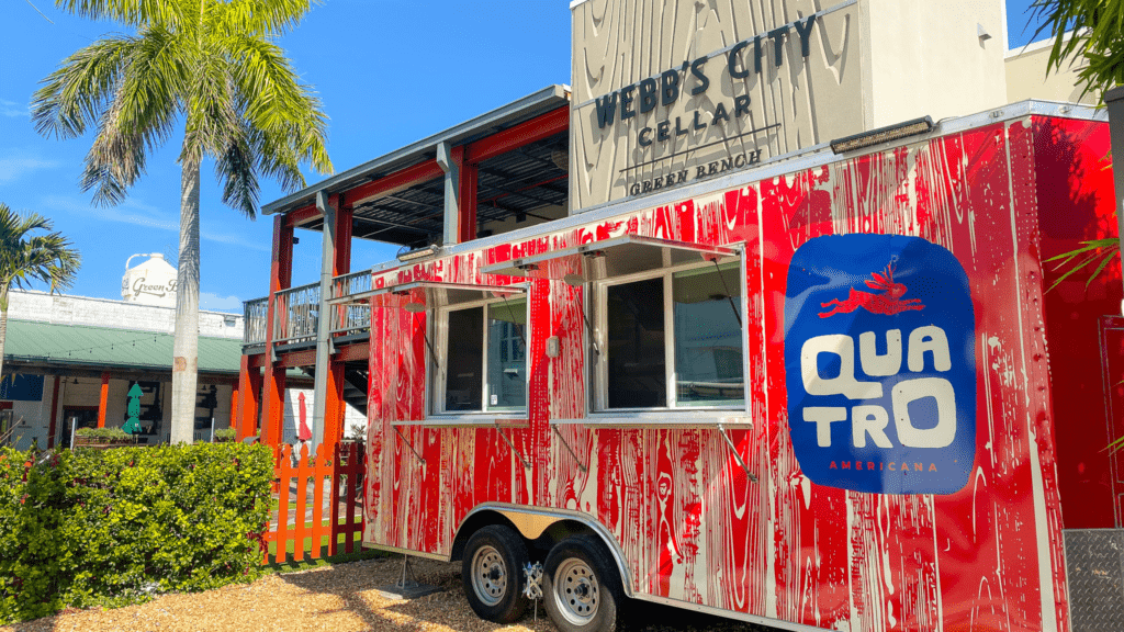 The Quatro food truck outside of Green Bench