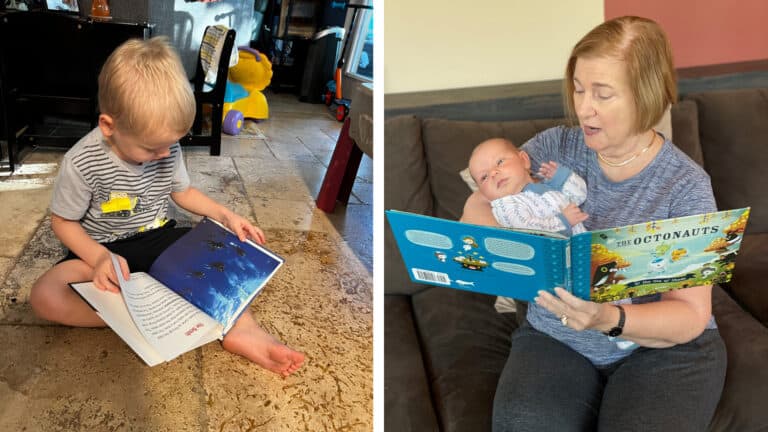 Parents reading to babies