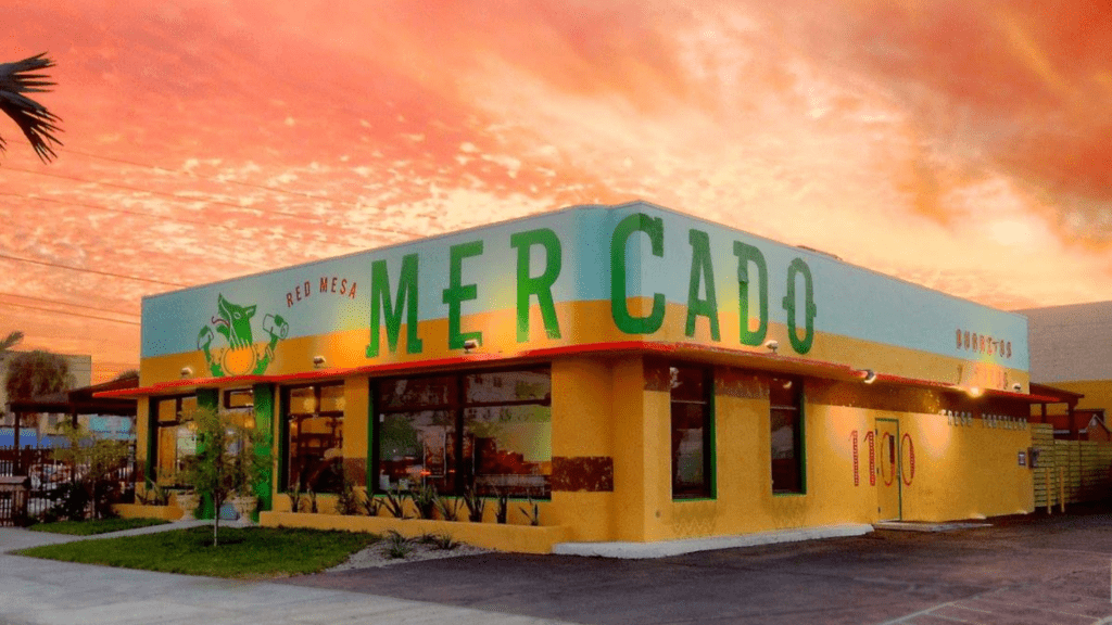 Red Mesa Mercado at sunset