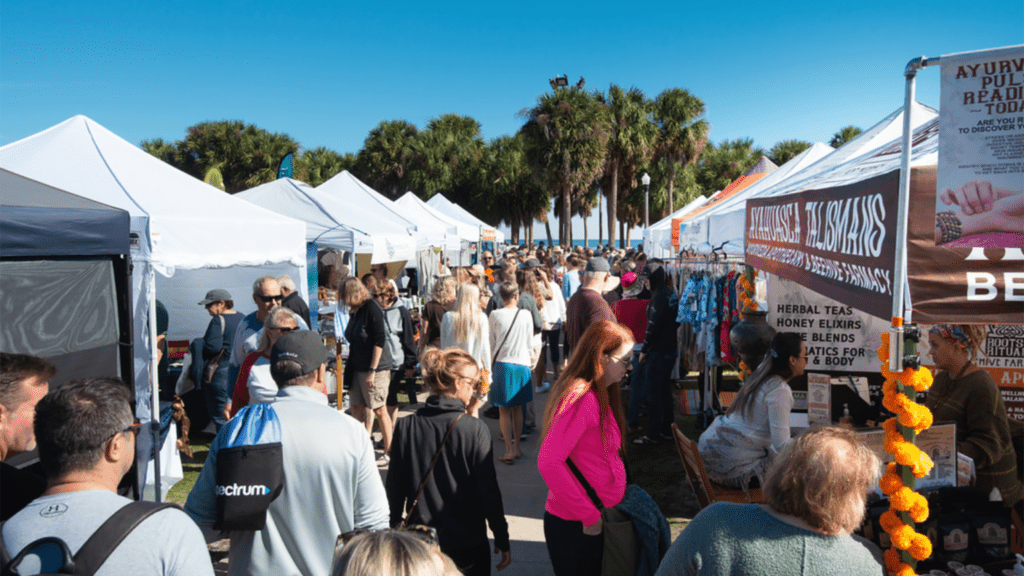 Guests at an outdoor market