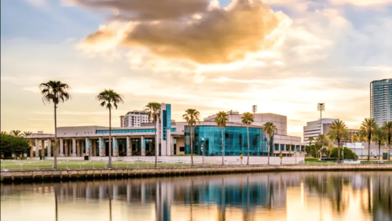 The Mahaffey Theater at sunset