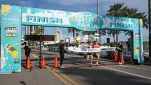 Runners finishing at St. Pete Run Fest