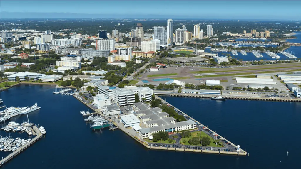 An aerial view of St. Pete Harbor