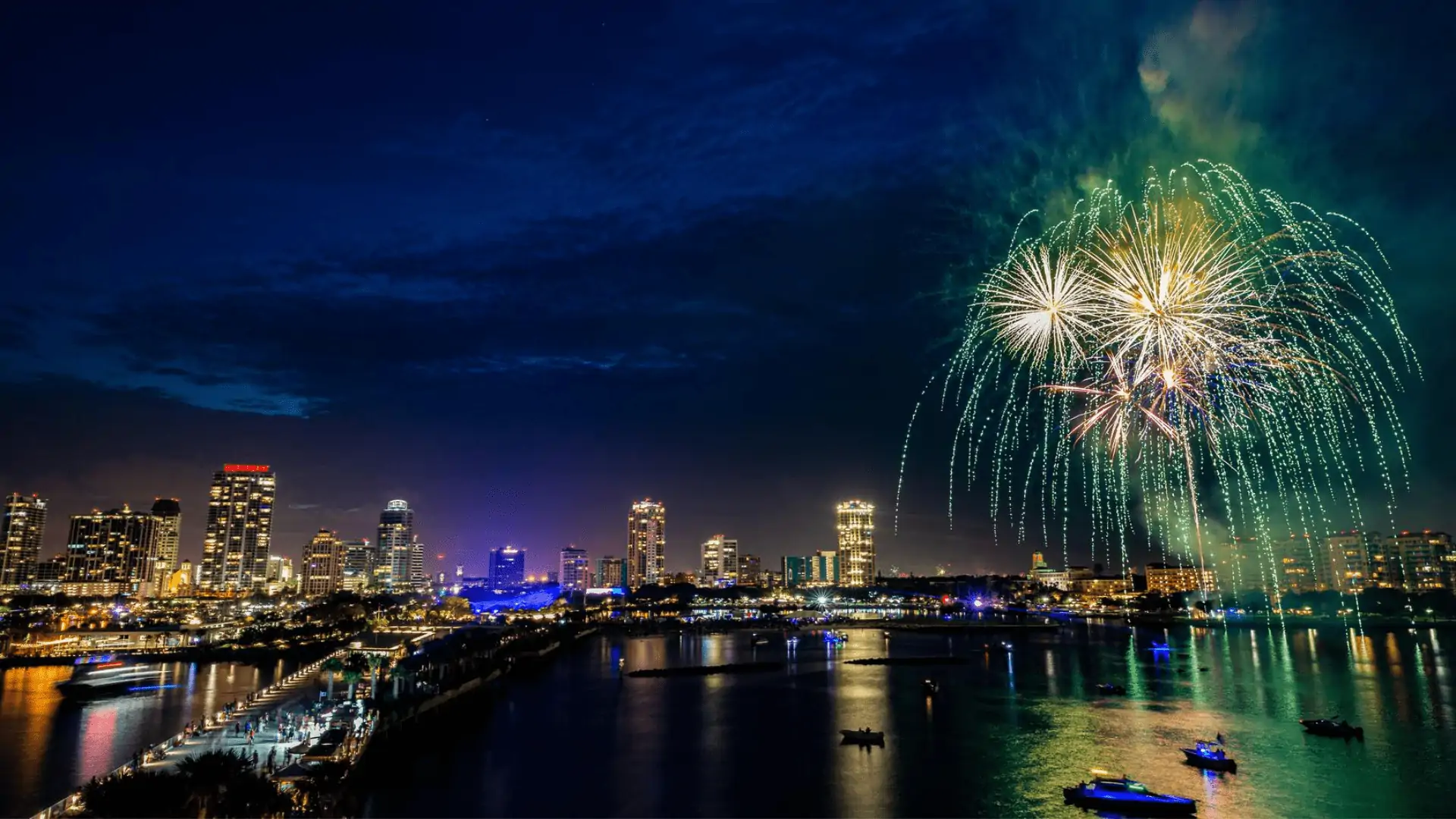 Fireworks over downtown St. Pete and the pier