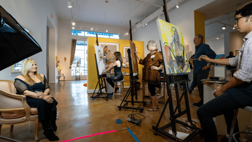 Painters creating portraits