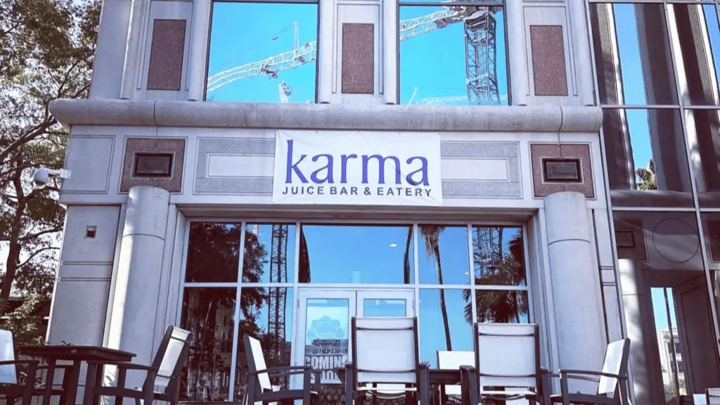 The exterior of Karma's downtown location at the Times Building