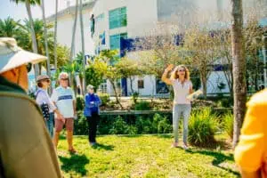 Monica Kile gives a history walking tour in the Gas Plant District