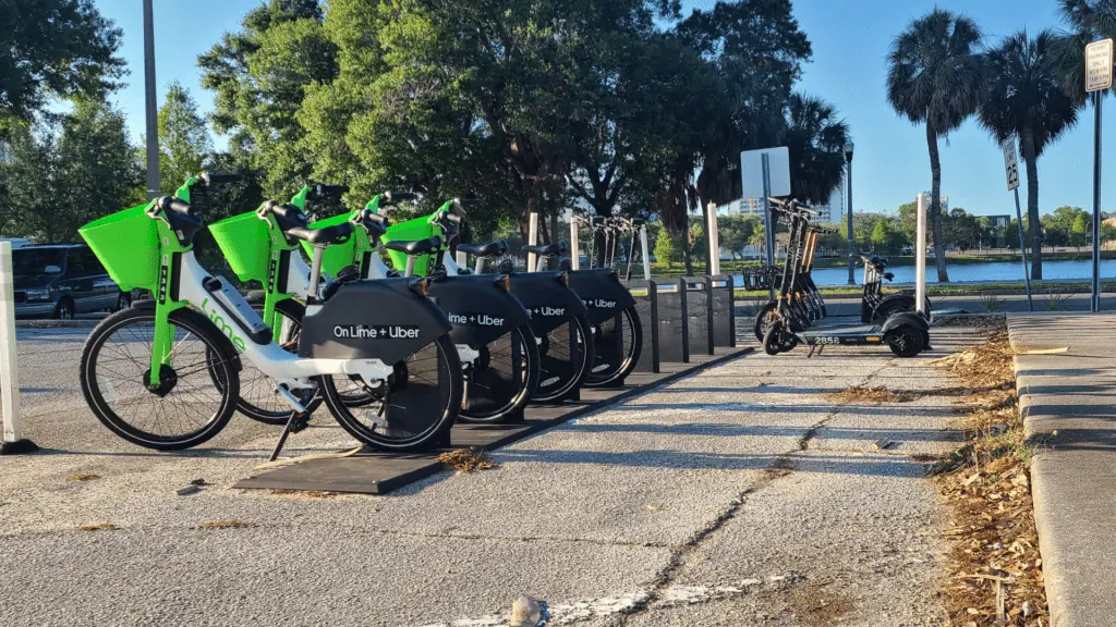 A Lime bike corral in St. Pete