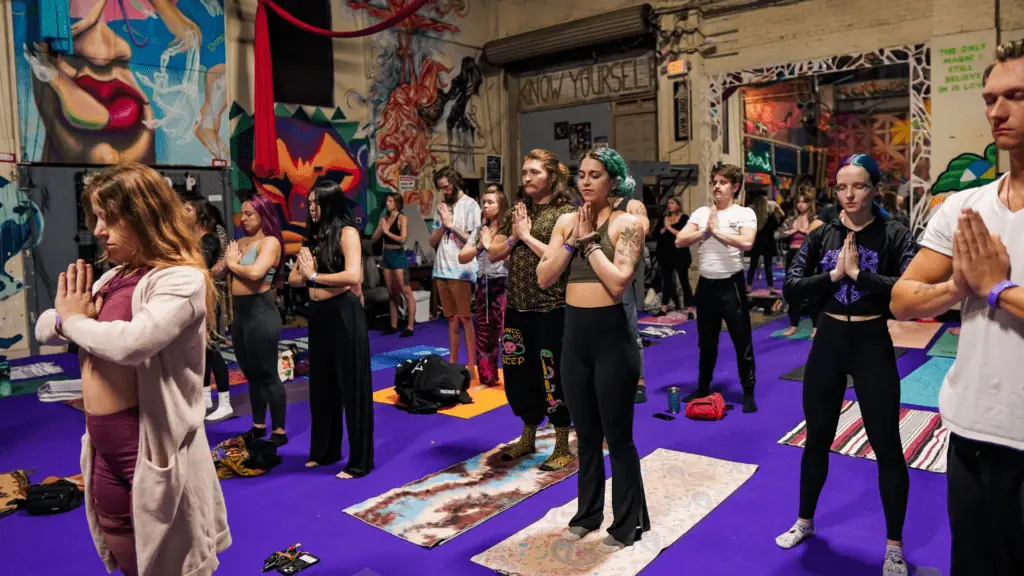 The yoga portion of Sacred Sessions