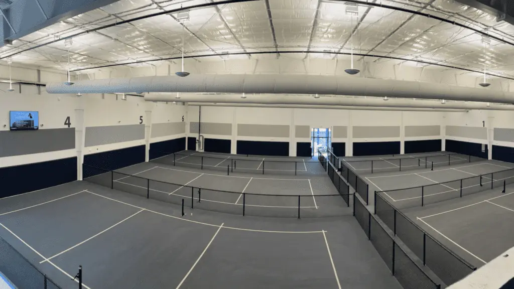 An indoor pickleball court