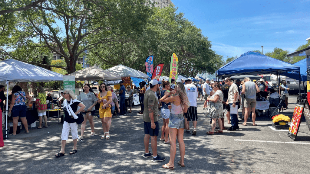 People enjoying a festival near Tropicana Field